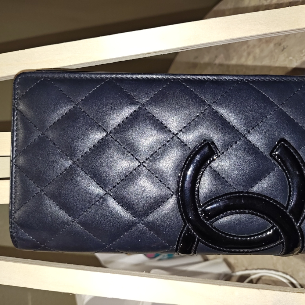 Chanel Calf Skinny Black Quilted Wallet